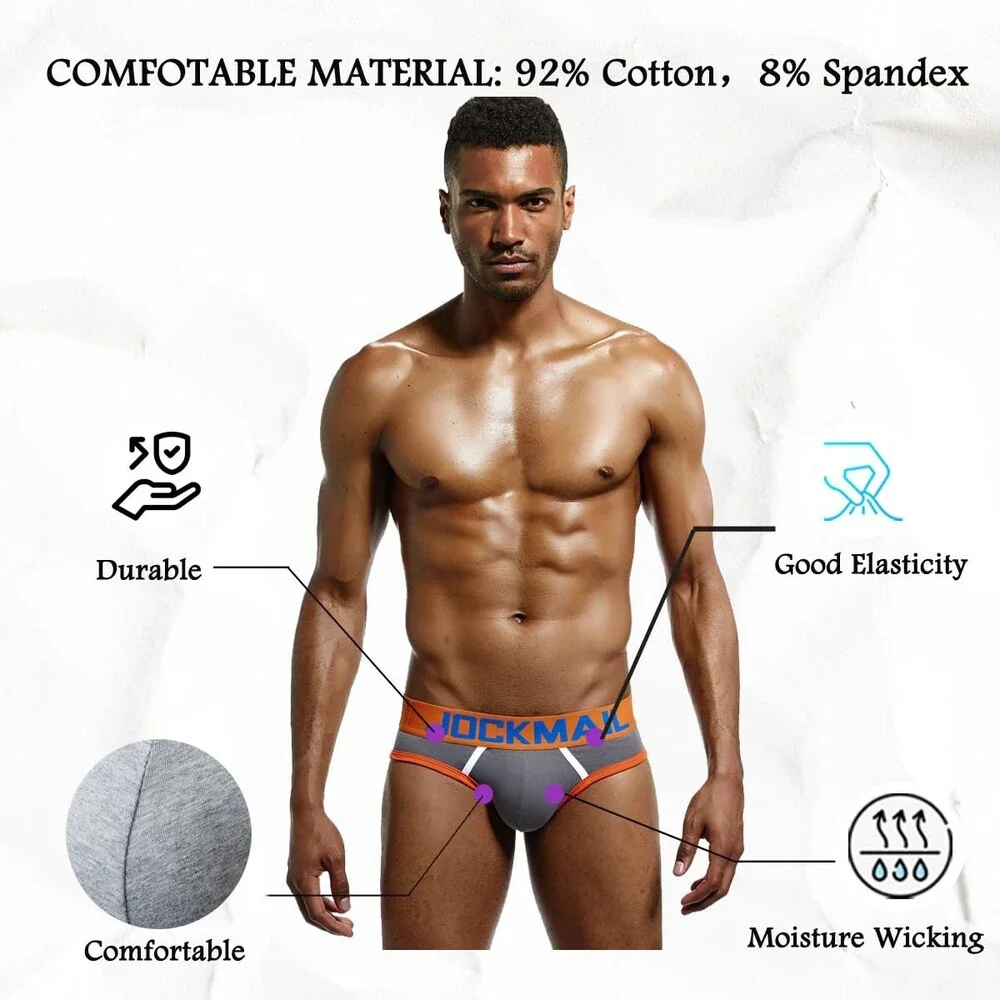 JOCKMAIL Men's Jockstrap Cotton Briefs Breathable Athletic Underwear XL - NWT